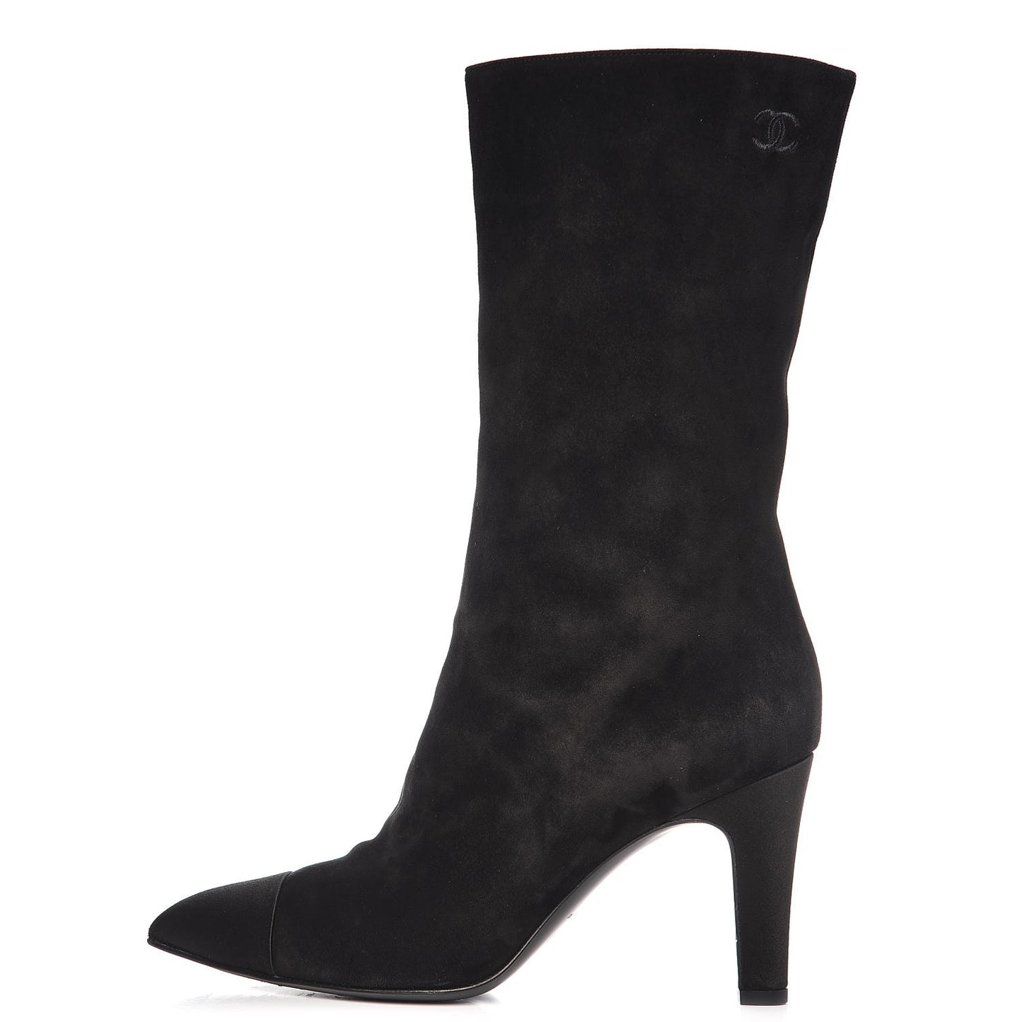 Suede Calfskin Satin Gabrielle Cap Toe Short Boots 38 Black
