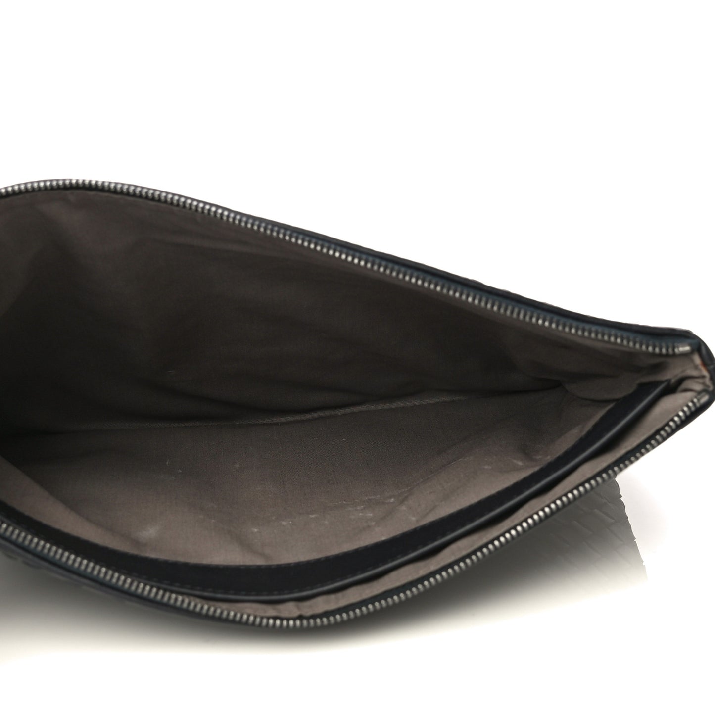 Nappa Intrecciato Large Flat Zip Biletto Pouch Black