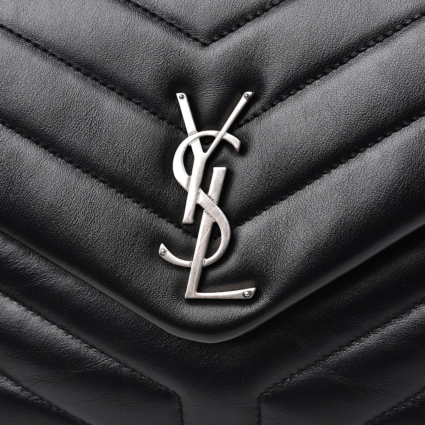 Calfskin Y Quilted Monogram Small Loulou Chain Satchel Black