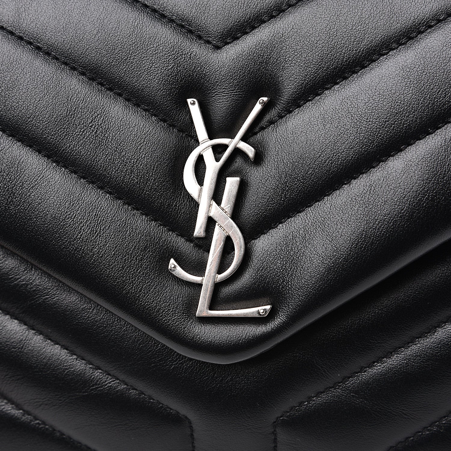 Saint Laurent Calfskin Y Quilted Monogram Small Loulou Chain Satchel Black 7 of 9