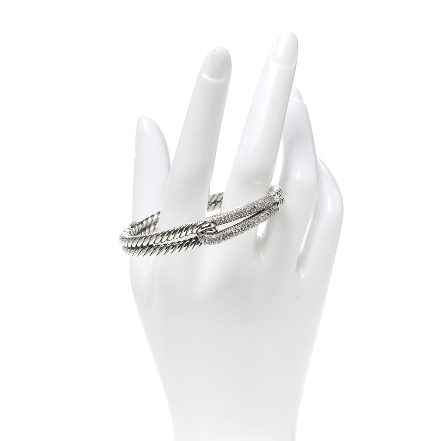 Sterling Silver Diamond Pave 10mm Single Loop Labyrinth Bracelet