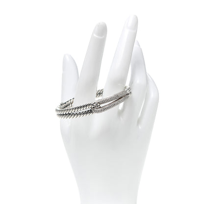 David Yurman Sterling Silver Diamond Pave 10mm Single Loop Labyrinth Bracelet 2 of 5