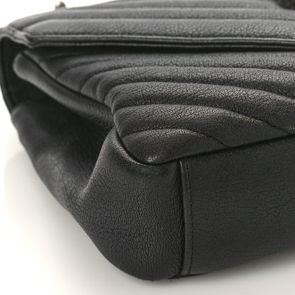 Saint Laurent Sheepskin Matelasse Chevron Monogram Medium College Bag Black 7 of 11