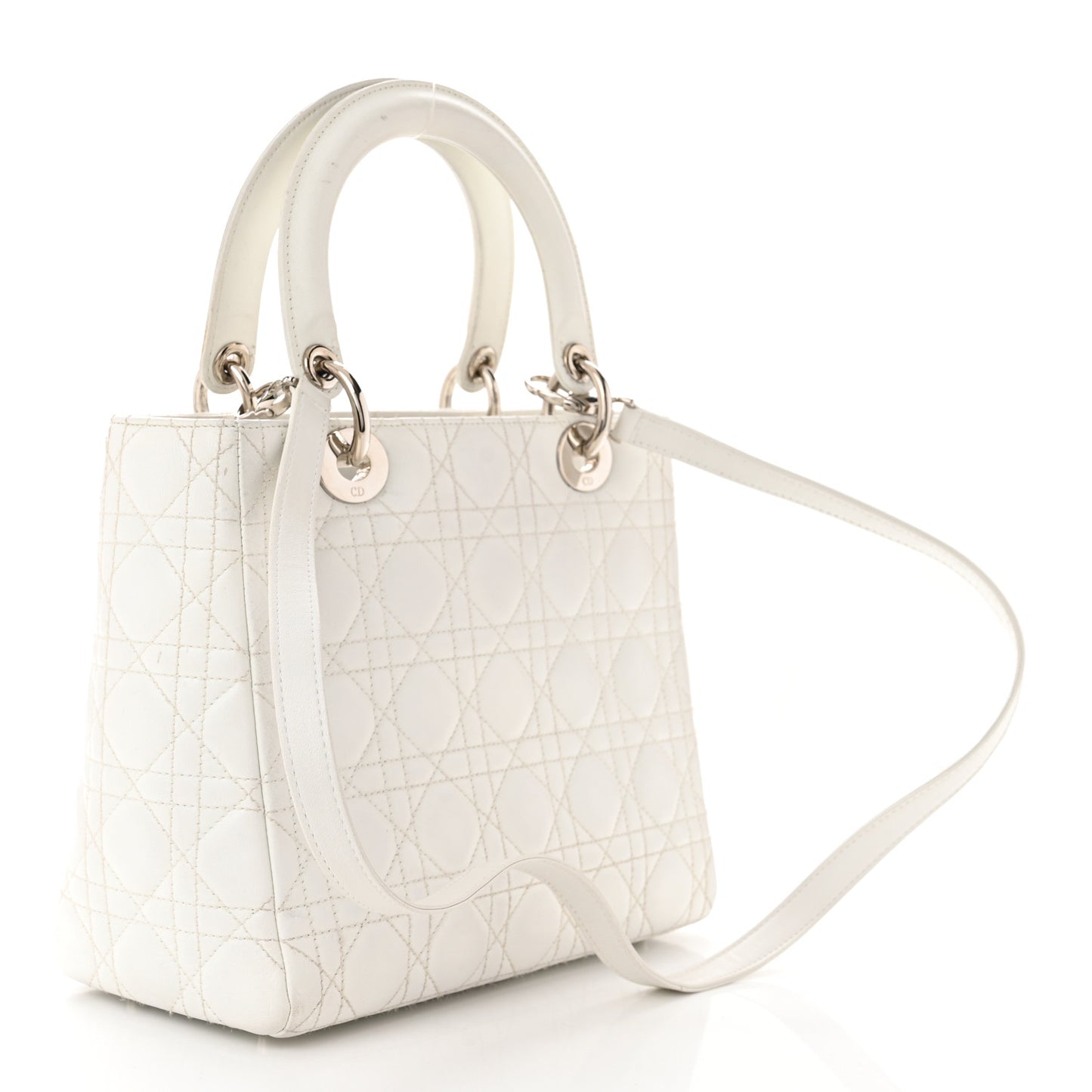 Lambskin Cannage Medium Lady Dior White