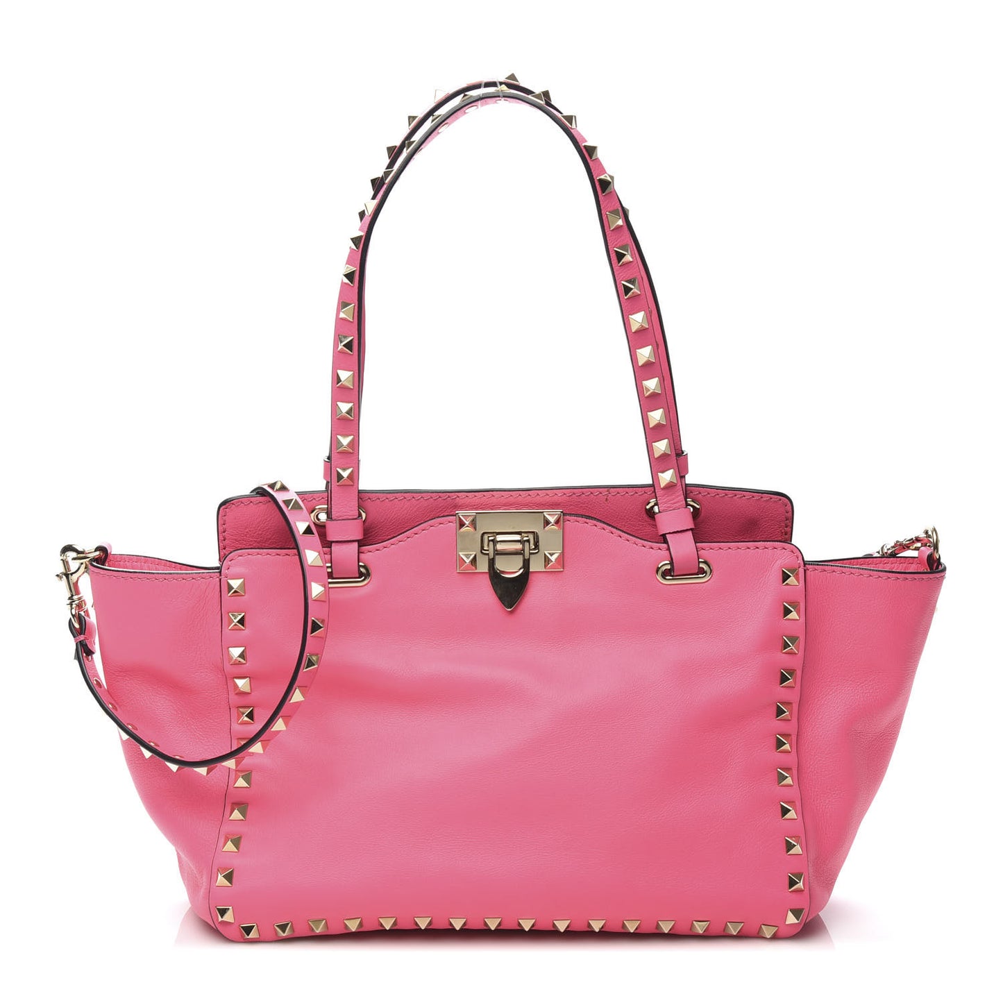 Vitello Small Rockstud Tote Fuxia Fluo