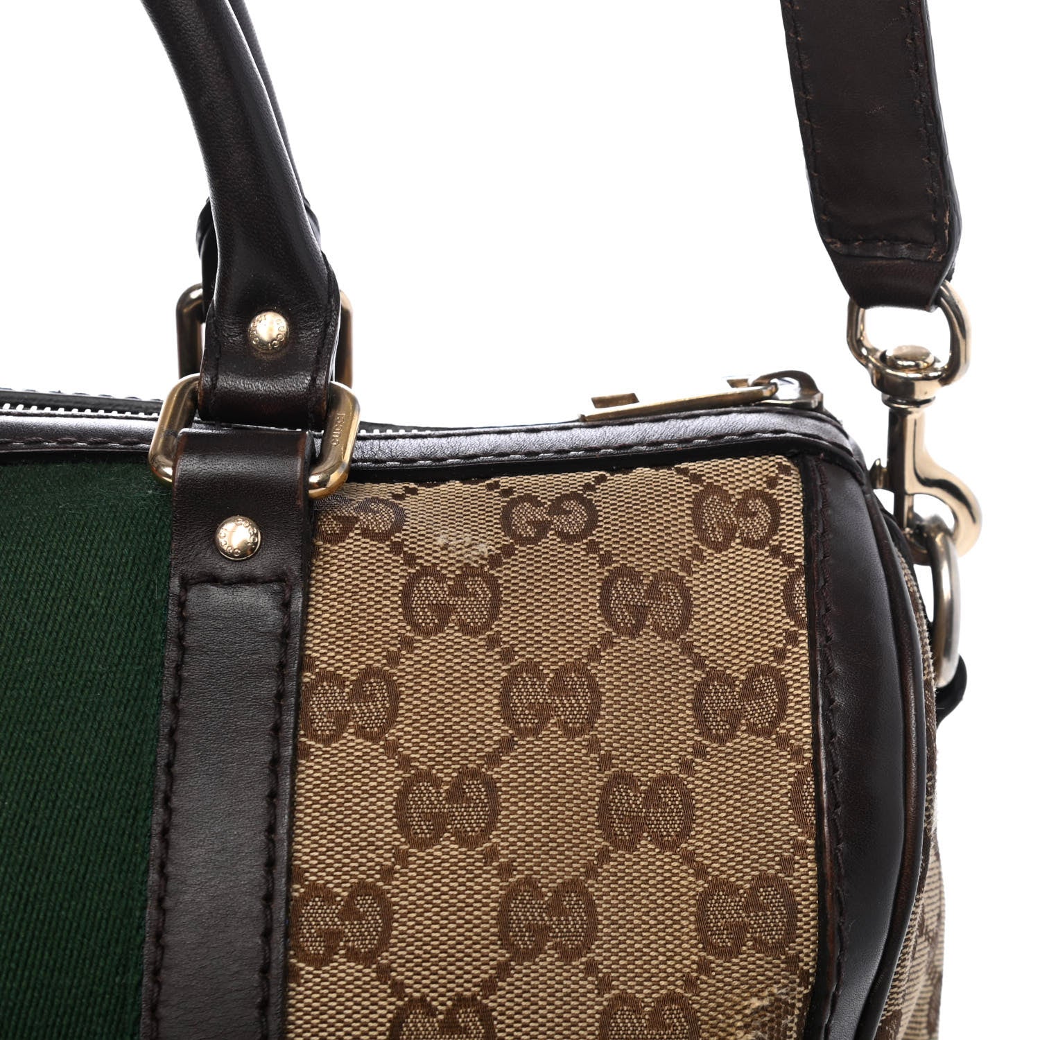Gucci Monogram Vintage Web Medium Boston Dark Brown 5 of 9