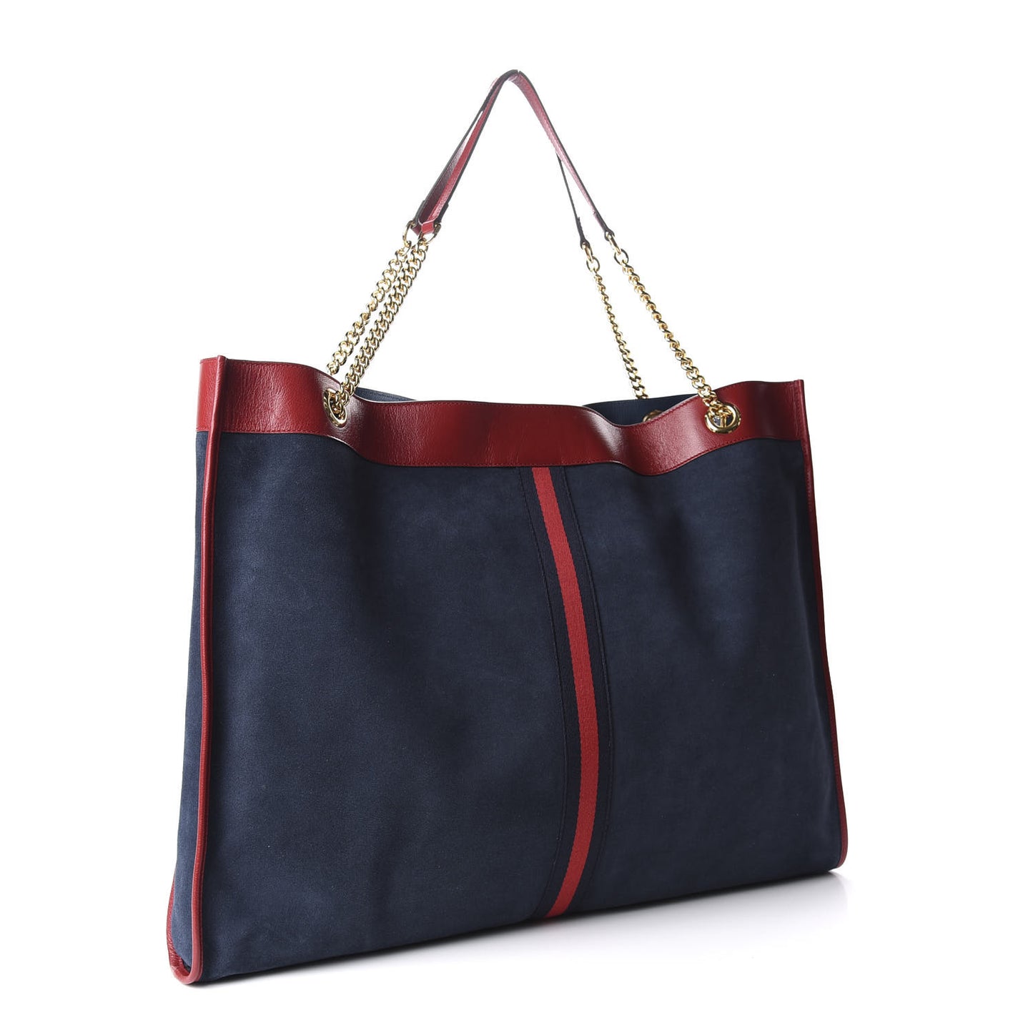 Suede Calfskin Maxi Rajah Chain Tote New Blue Romantic Cherry