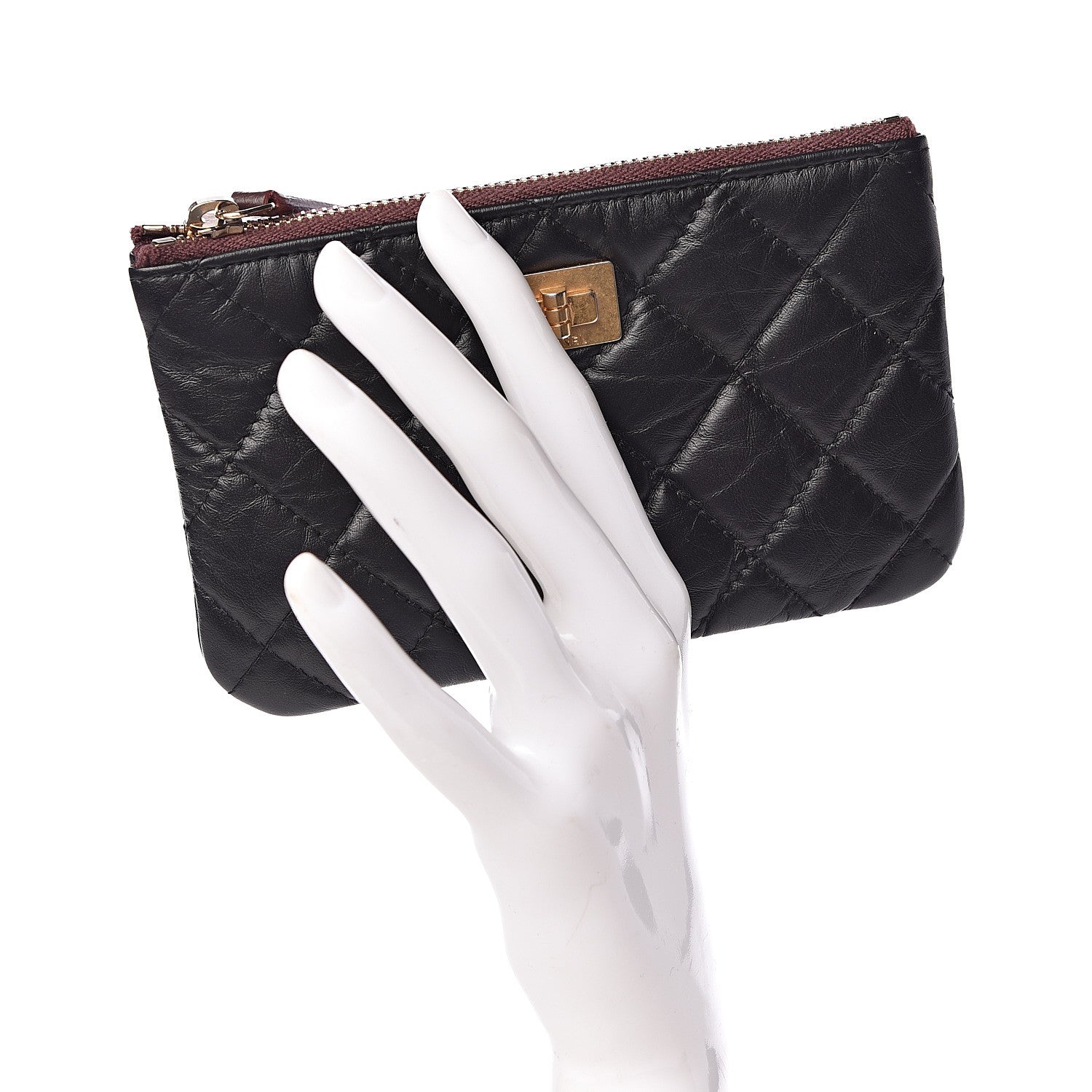 Chanel Aged Calfskin Quilted Small Reissue Cosmetic Case Black 2 of 7