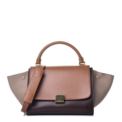 Celine Satin Baby Grained Calfskin Medium Tri-Color Trapeze Tan 1 of 9