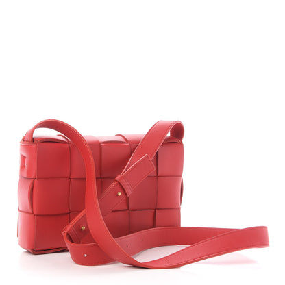 Bottega Veneta Lambskin Maxi Intrecciato Cassette Crossbody Bag Bright Red 3 of 8