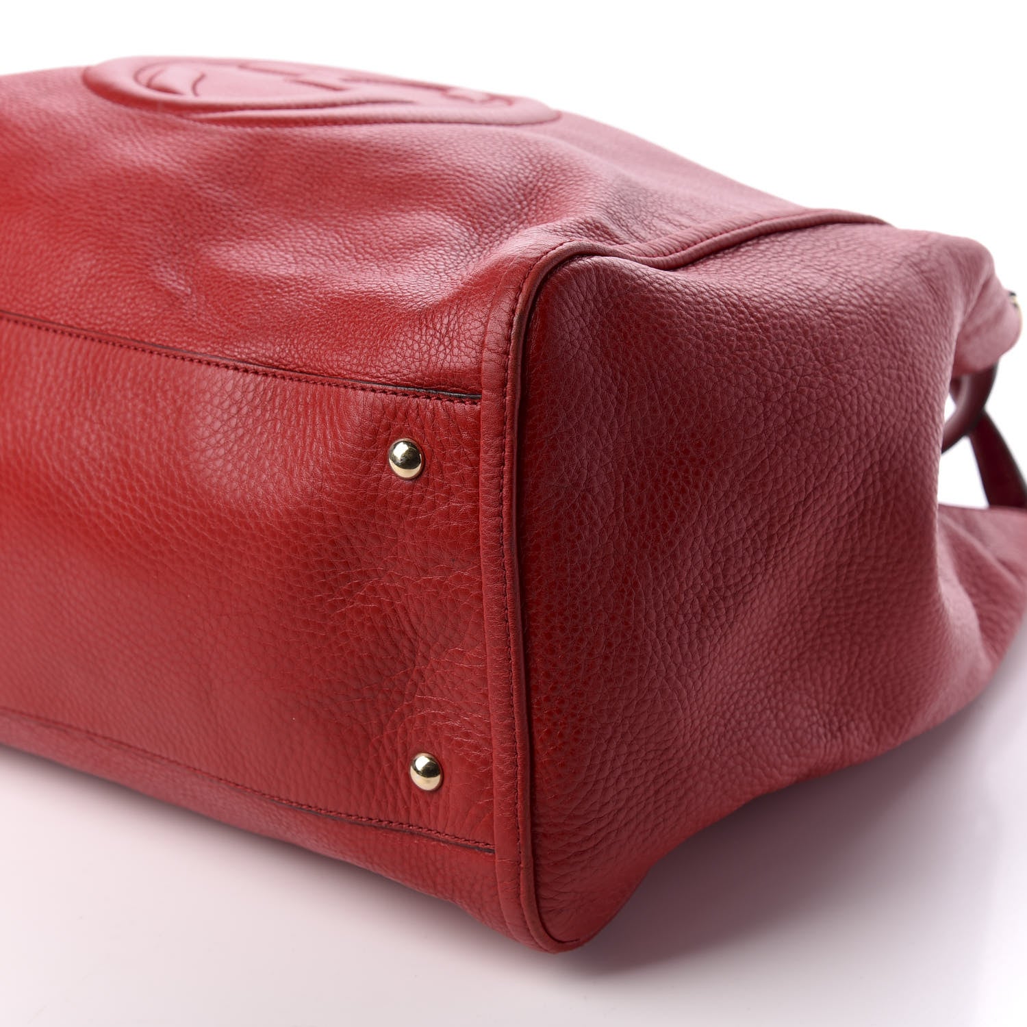 Gucci Pebbled Calfskin Large Soho Shoulder Bag Red 9 of 13