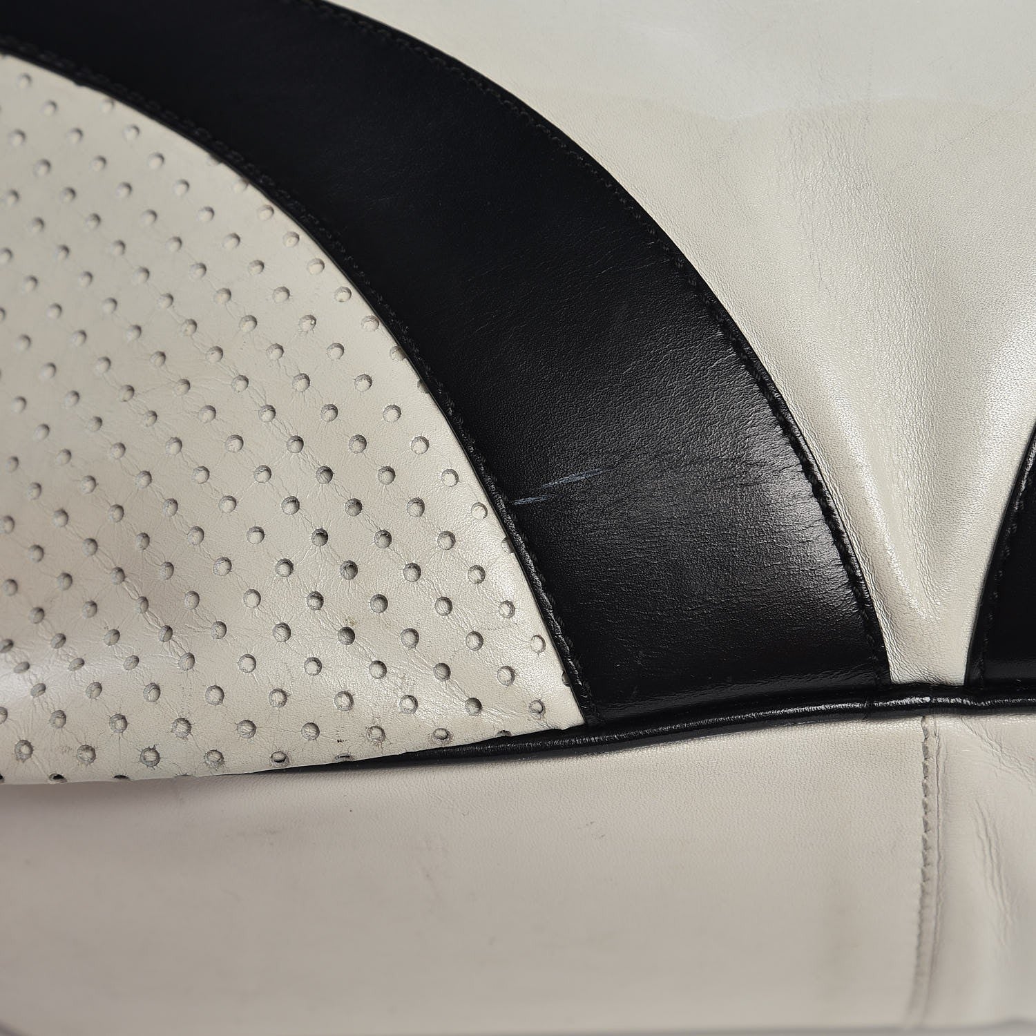 Prada Vitello Drive Perforated Bowling Bag Gesso Black 9 of 15