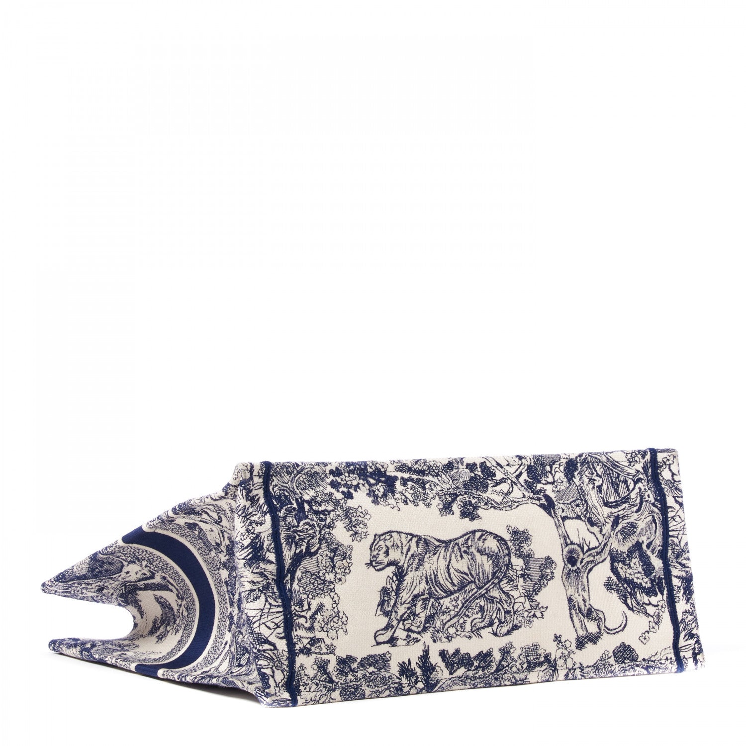 Christian Dior Canvas Embroidered Large Dioriviera Toile De Jouy Book Tote Blue 3 of 8