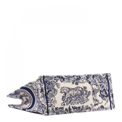 Christian Dior Canvas Embroidered Large Dioriviera Toile De Jouy Book Tote Blue 3 of 8