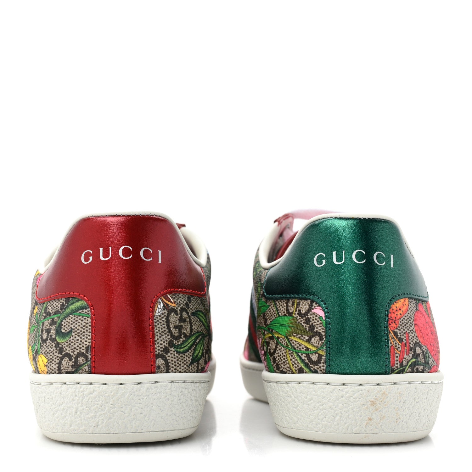 Gucci GG Supreme Monogram Flora Web Womens Ace Sneakers 35 Beige Multicolor Rosso 4 of 9