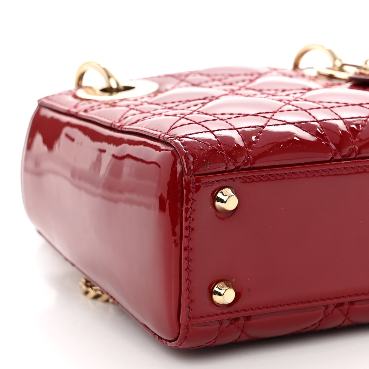 Christian Dior Patent Cannage Mini Lady Dior Red 8 of 9