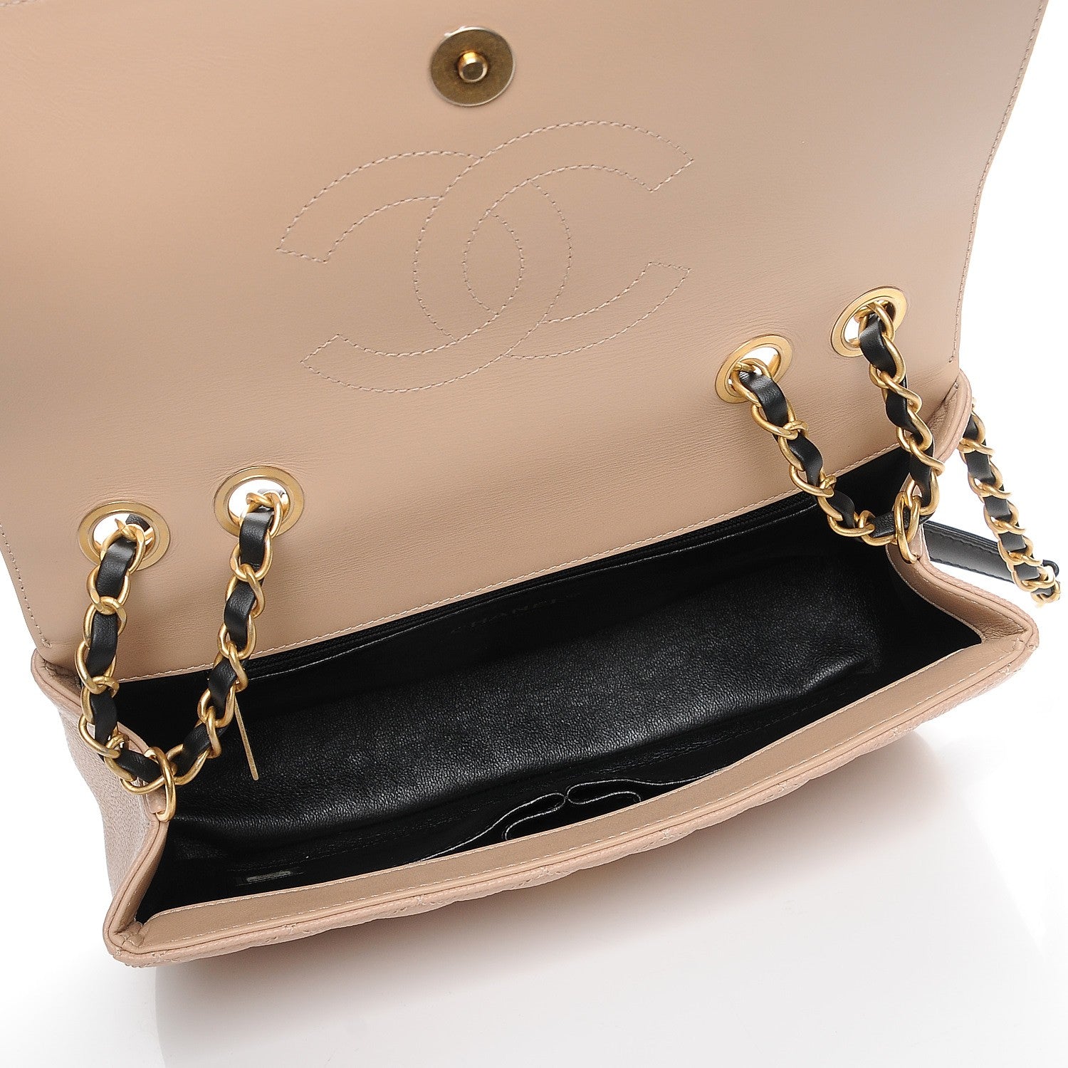 Chanel Caviar Quilted Medium CC Filigree Flap Beige Black 5 of 8