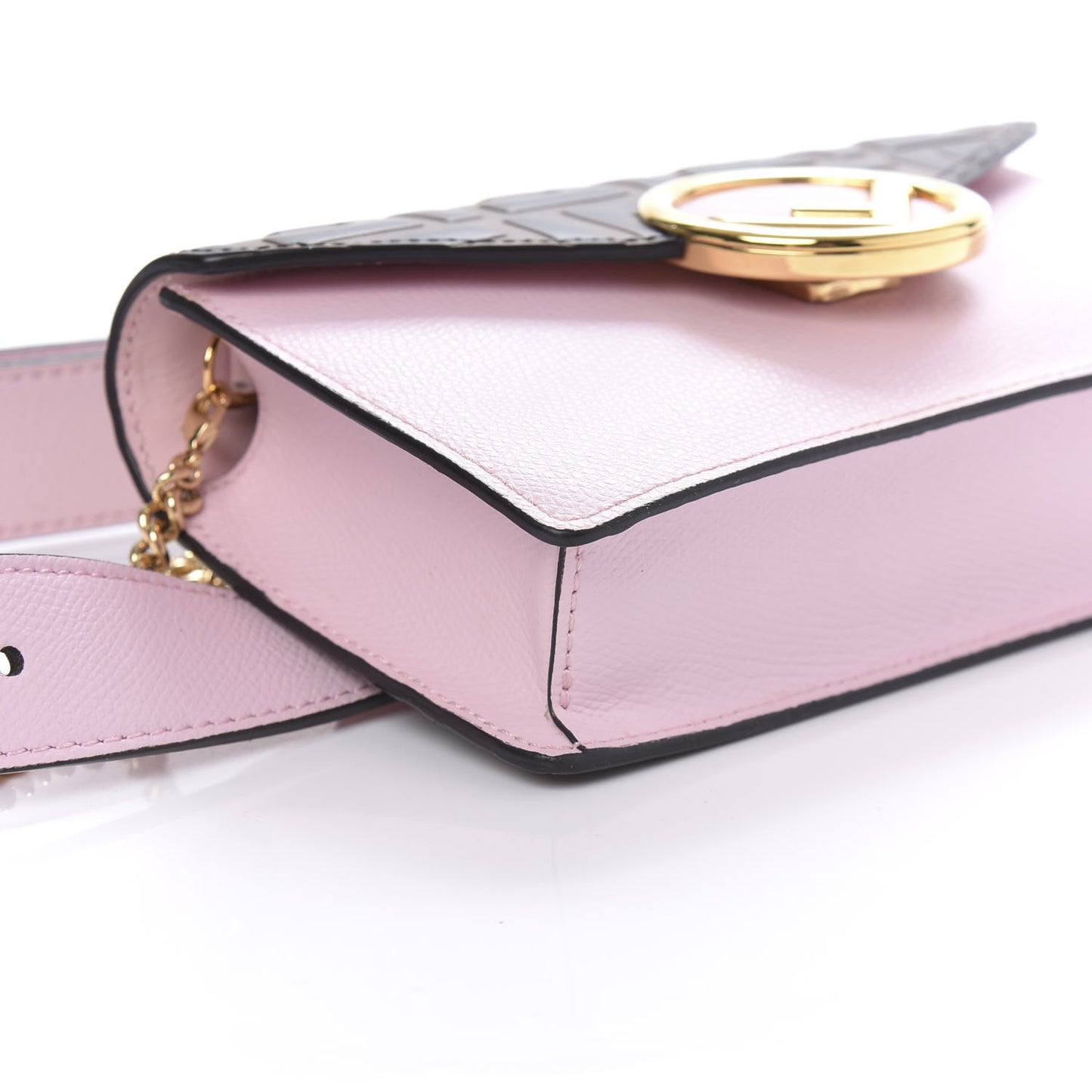 Vitello Cruise F is Fendi Bi-Color FF 1974 Embossed Envelope Belt Bag Maya Black Peonia