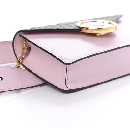 Fendi Vitello Cruise F is Fendi Bi-Color FF 1974 Embossed Envelope Belt Bag Maya Black Peonia 6 of 10