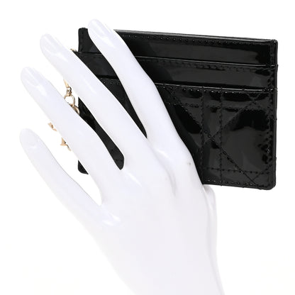 Christian Dior Patent Cannage Lady Dior Card Holder Black 2 of 8