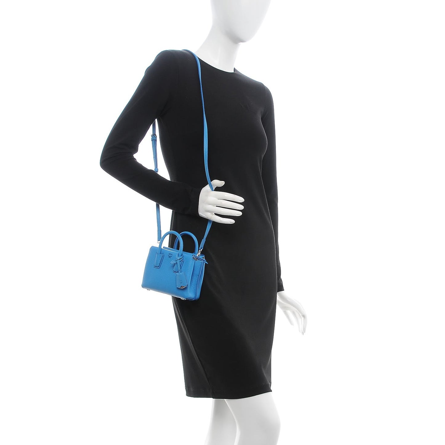 Grained Calfskin X-Mini Milla Tote Tile Blue