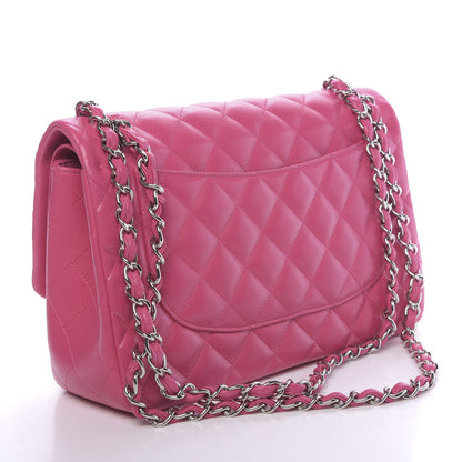 Chanel Lambskin Quilted Jumbo Double Flap Dark Pink 3 of 10