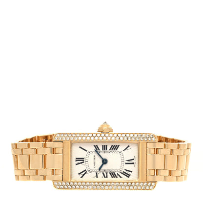 Cartier 18K Yellow Gold Diamond 19mm Tank Americaine Quartz Watch 2 of 4