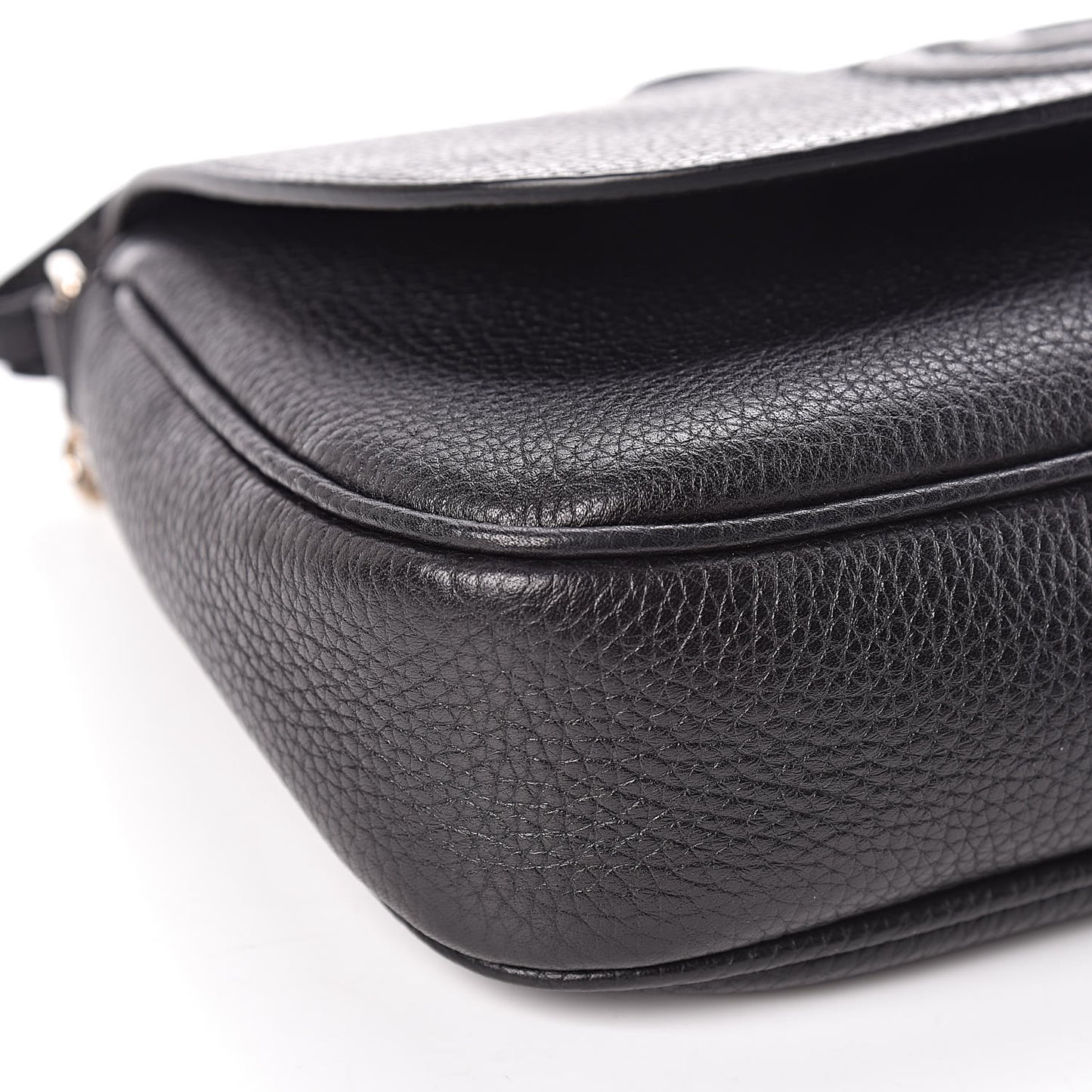 Pebbled Calfskin Medium Soho Flap Crossbody Black