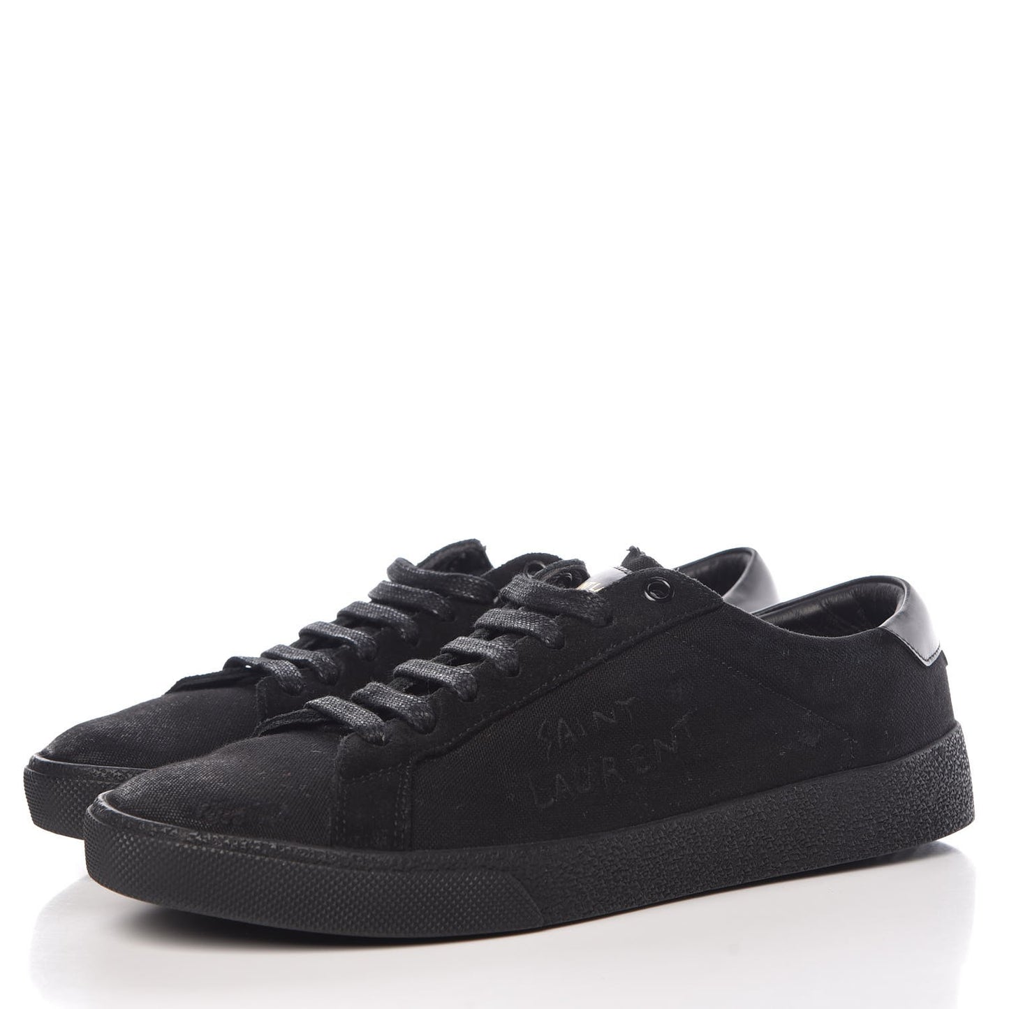 Distressed Canvas Men's Court Classic Sneakers 40 Black