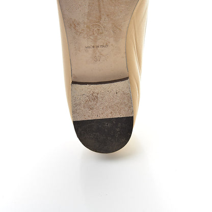 Chanel Lambskin Cap Toe CC Ballerina Flats 37 Beige Black 11 of 12