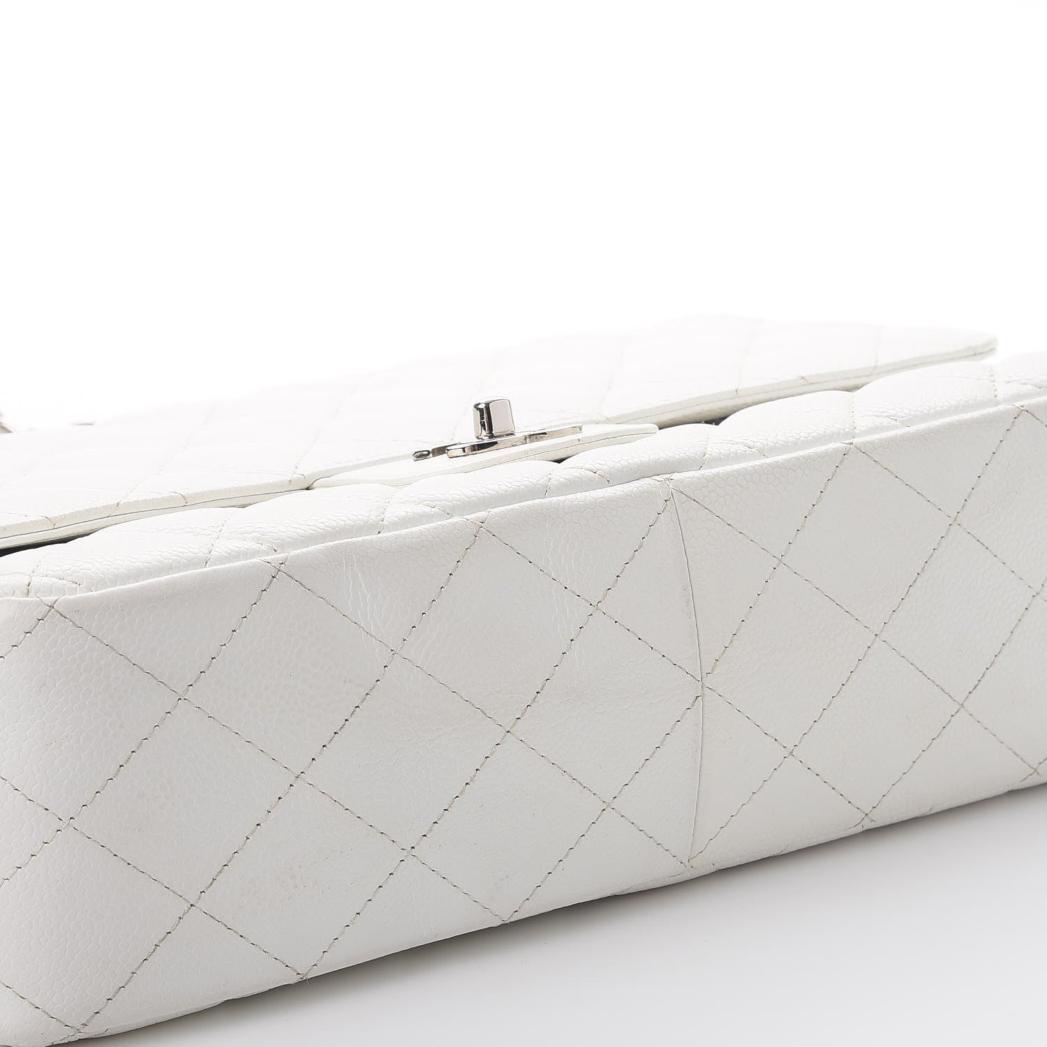 Chanel Caviar Quilted Jumbo Single Flap White 12 of 14