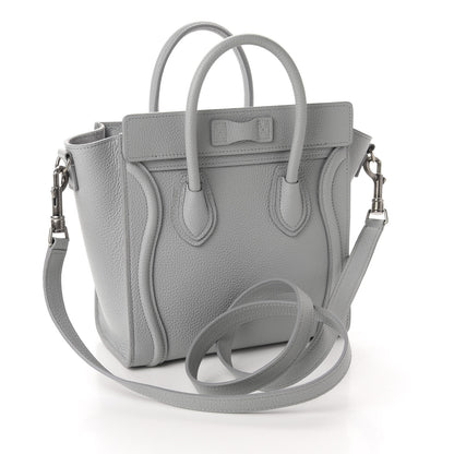 Celine Drummed Calfskin Nano Luggage Mineral 3 of 10