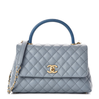 Chanel Caviar Lizard Quilted Small Coco Handle Flap Blue 1 of 10