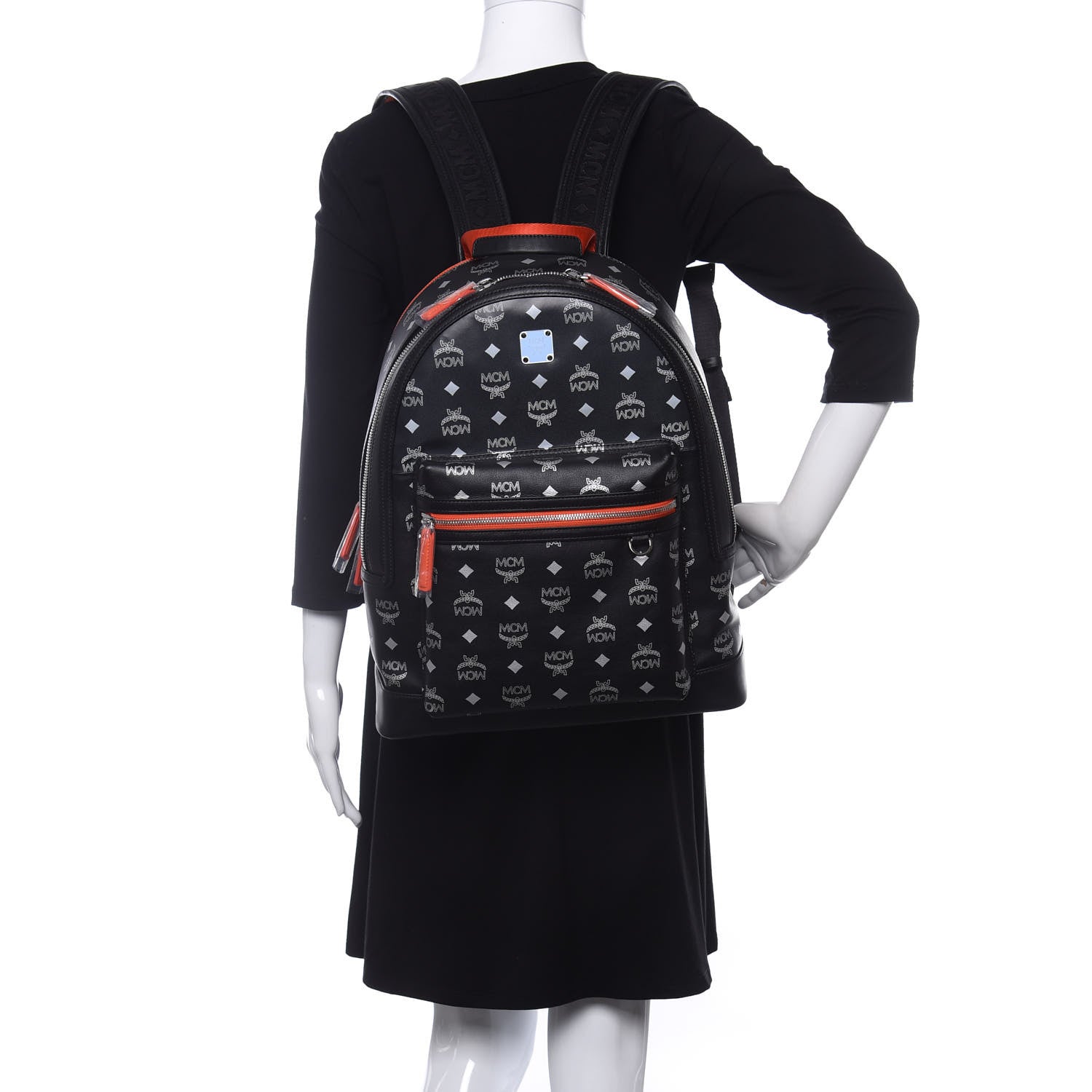 MCM Visetos Reflective Nylon Medium Resnick Backpack Black 2 of 9