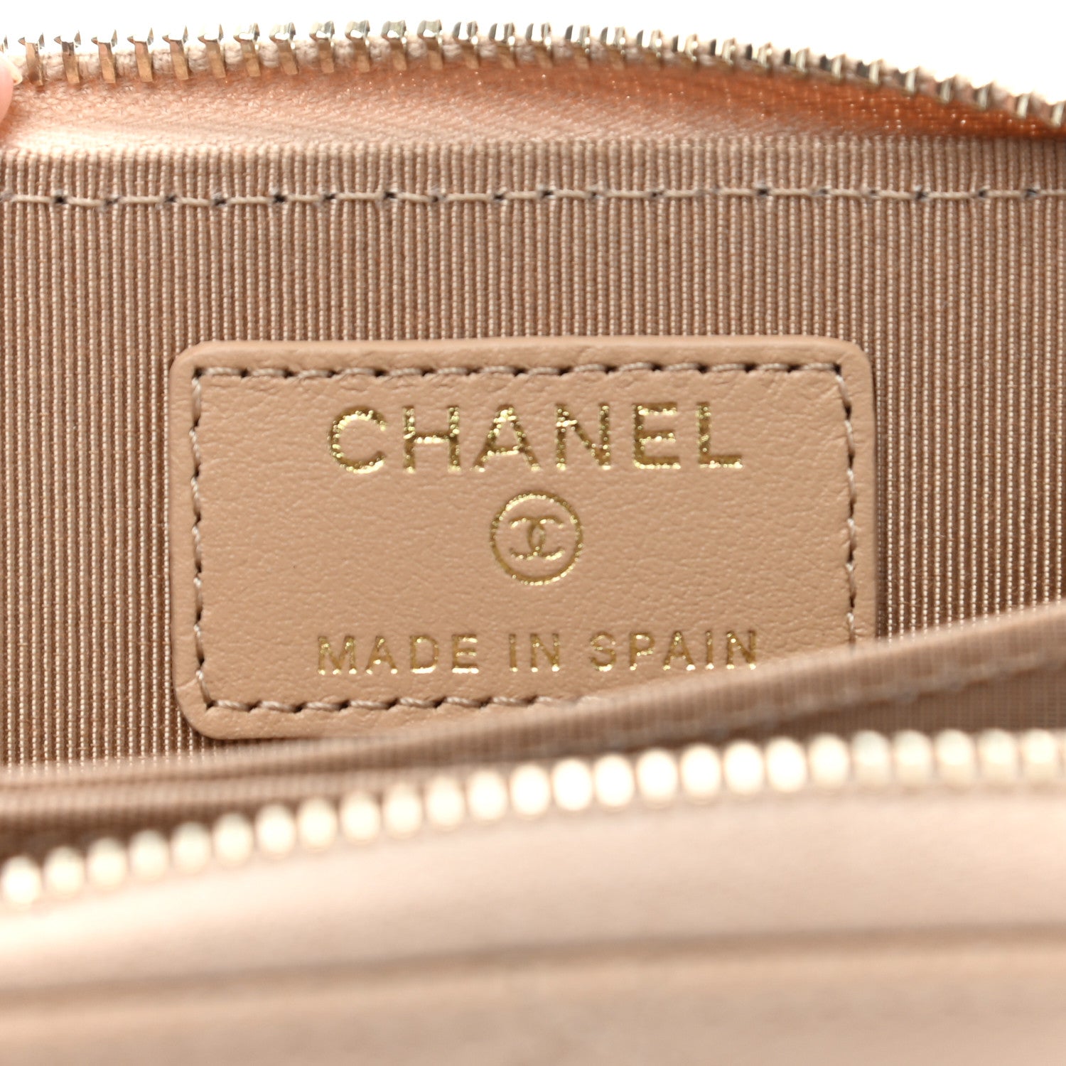 Chanel Caviar Quilted Zip Around Coin Purse Beige 7 of 8