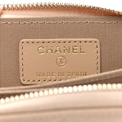 Chanel Caviar Quilted Zip Around Coin Purse Beige 7 of 8