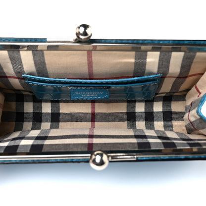 Burberry Crocodile Embossed Calfskin Wristlet Clutch Blue 5 of 8
