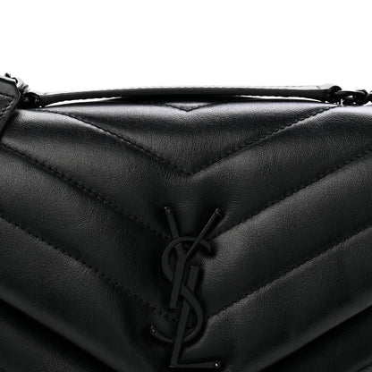 Saint Laurent Calfskin Y Quilted Monogram Monochrome Small Loulou Chain Satchel Black 8 of 14