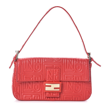 Fendi Nappa Logo Embossed Baguette Red 1 of 11
