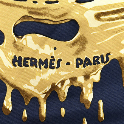 Hermes Silk Peinture Fraiche Scarf 45 Bleu Black Bronze 2 of 5