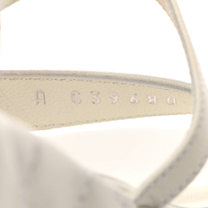 Chanel Calfskin Quilted Wedge Logo Sandals 37 White 7 of 8