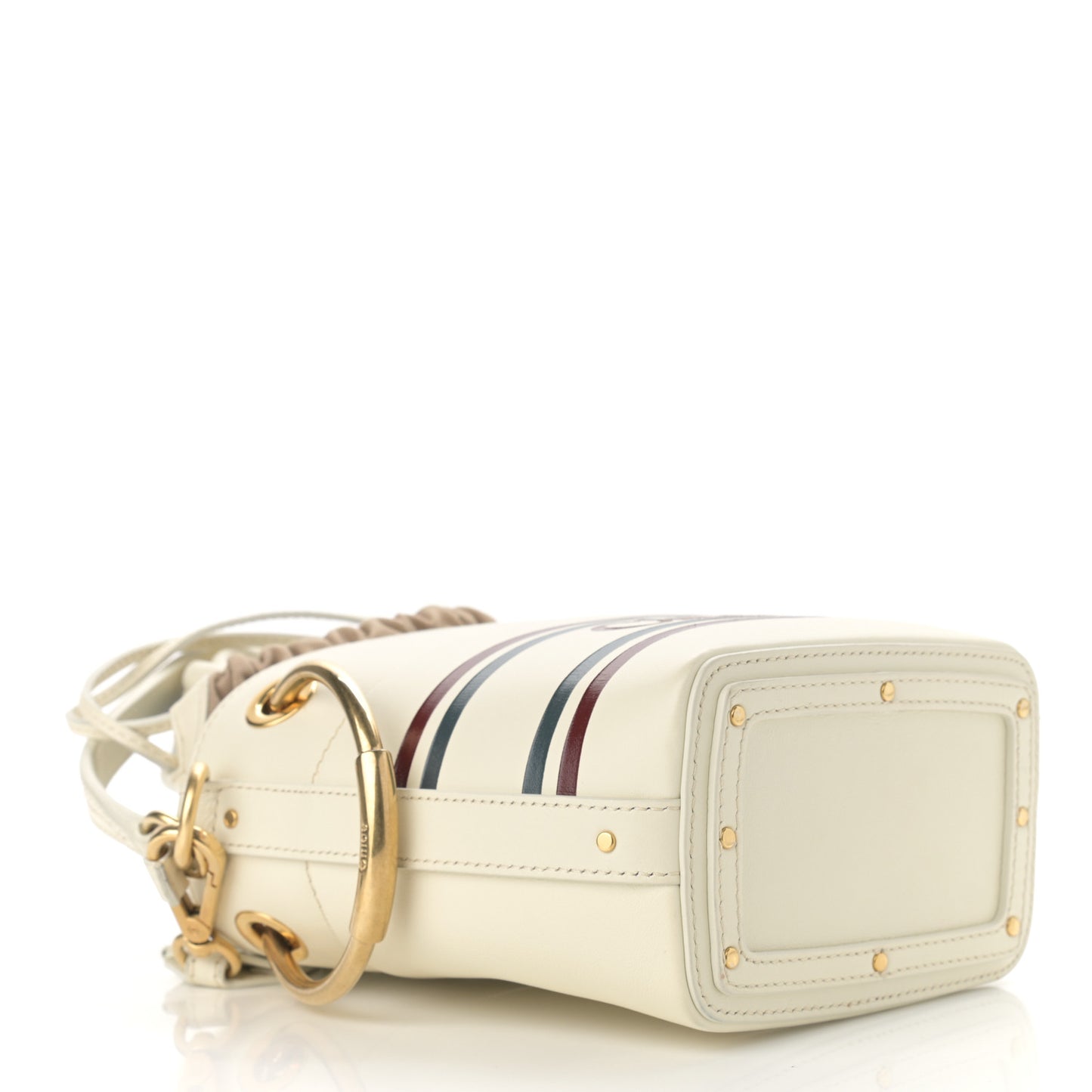 Smooth Calfskin Logo Mini Roy Bucket Bag Natural White