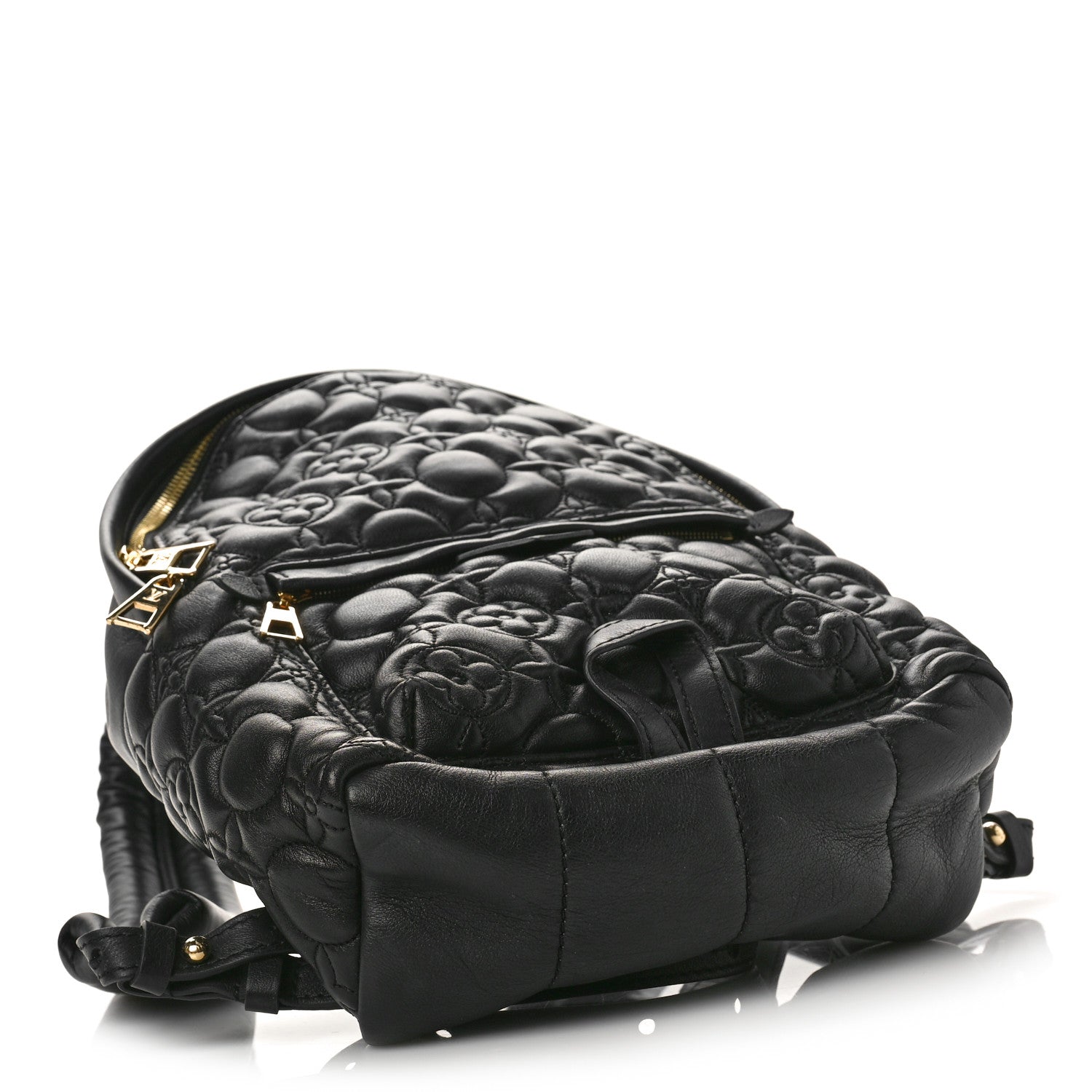 Louis Vuitton Lambskin Flower Quilted Palm Springs Backpack PM Black 4 of 9