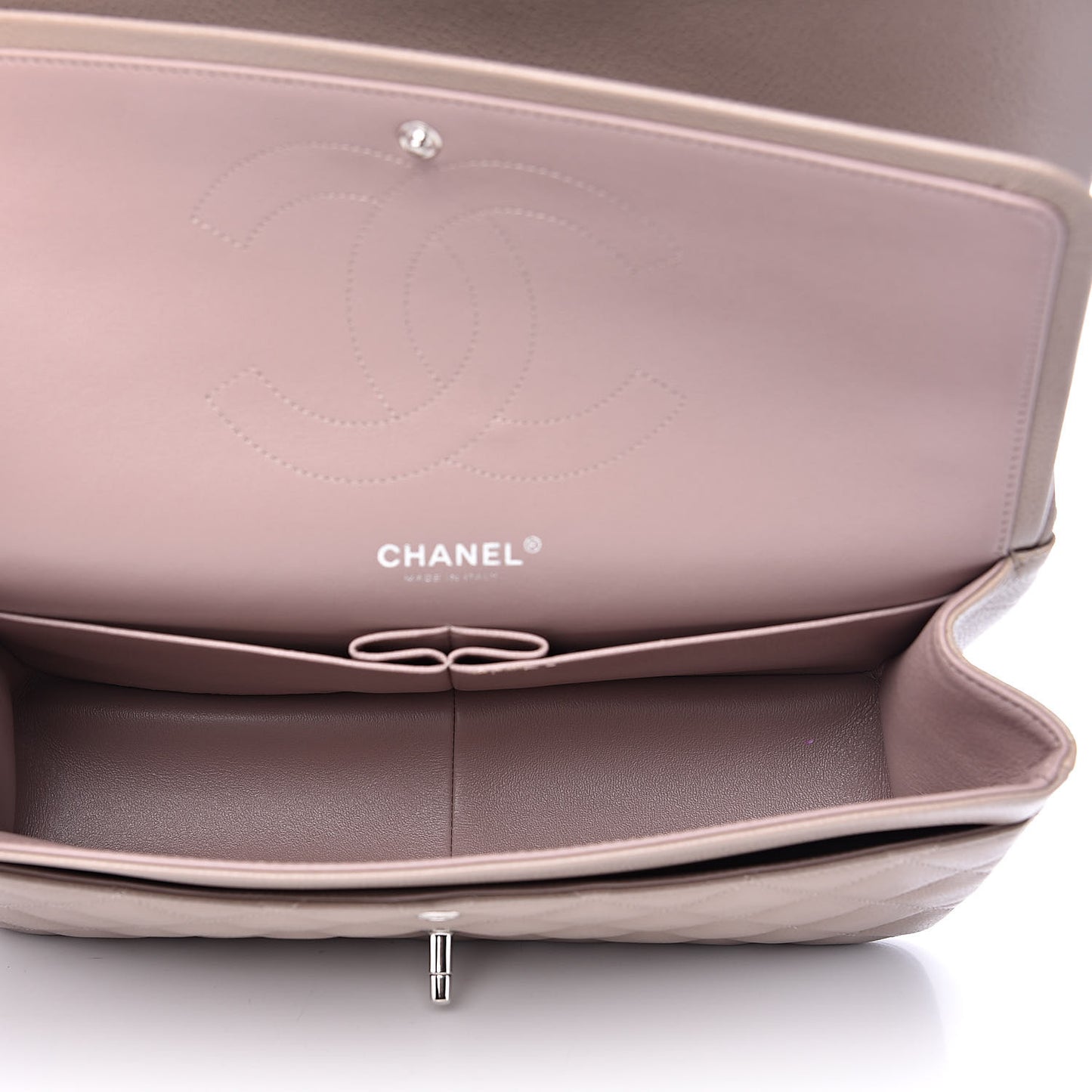 Caviar Quilted Jumbo Double Flap Taupe