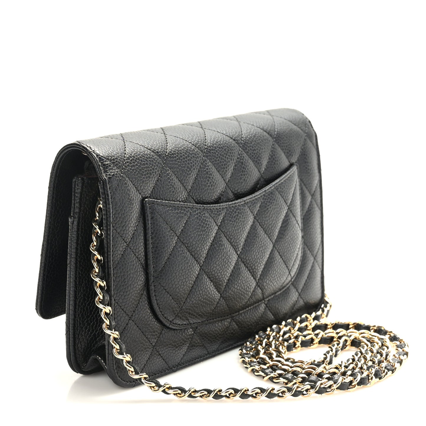 Caviar Quilted Wallet on Chain WOC Black