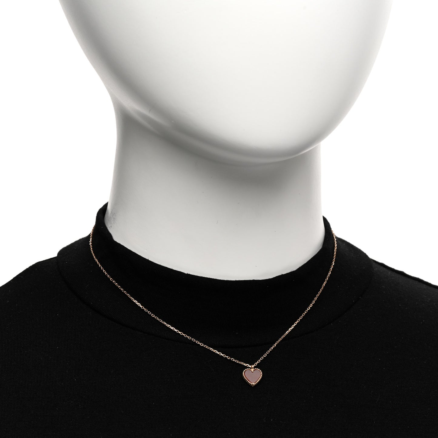 18K Rose Gold Carnelian Sweet Alhambra Heart Pendant Necklace