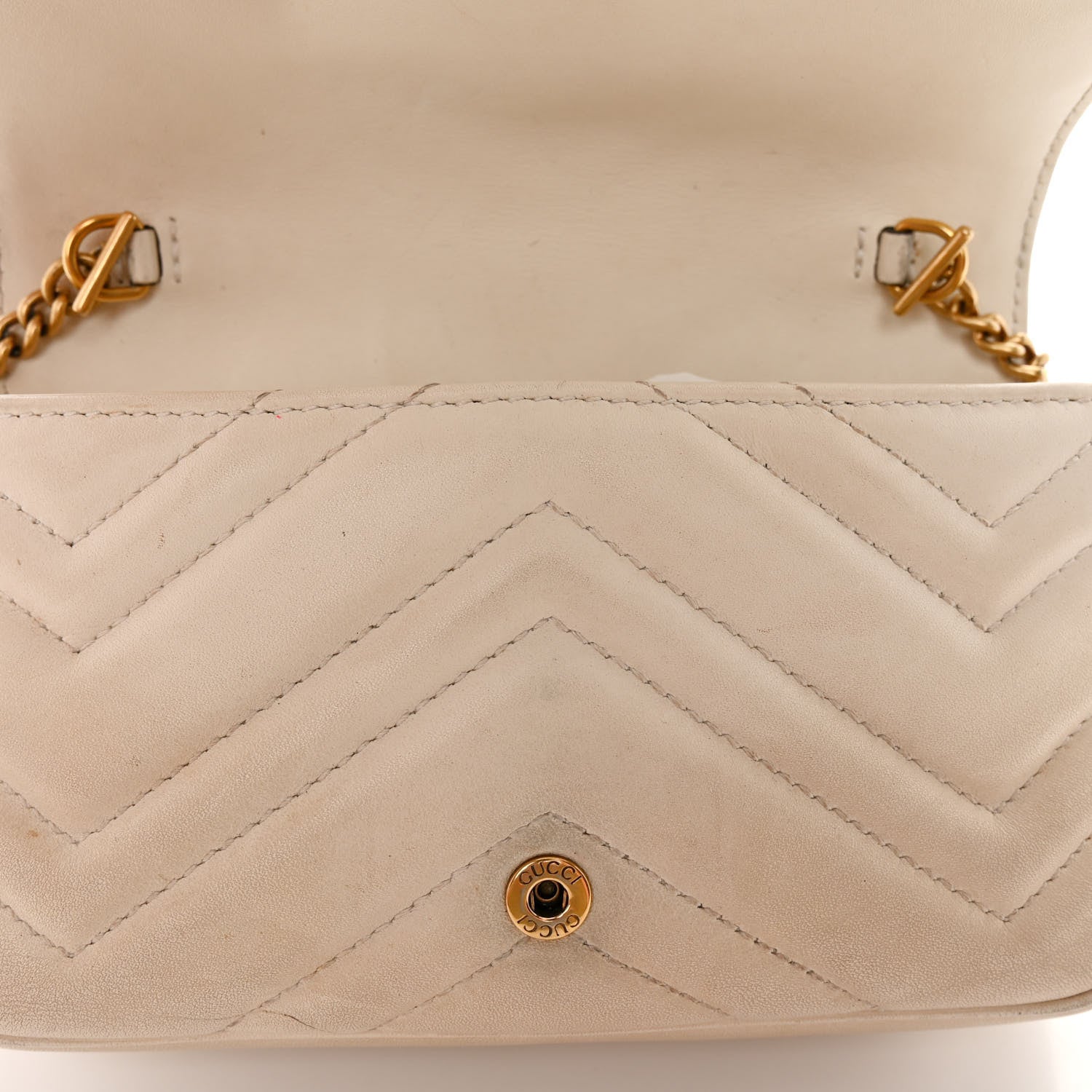 Gucci Calfskin Matelasse Super Mini GG Marmont Shoulder Bag White 12 of 16