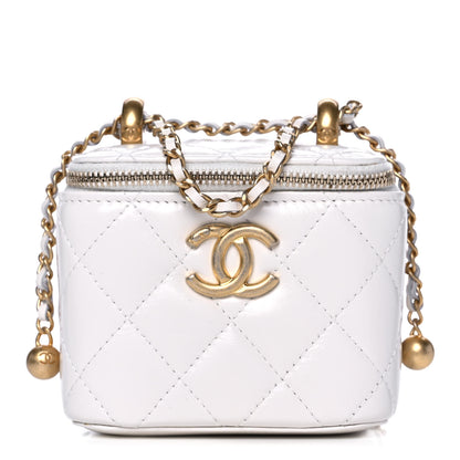 Chanel Calfskin Quilted Mini Perfect Fit Vanity Case With Chain White 1 of 15