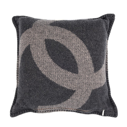Chanel Merino Wool Cashmere CC Pillow Black Pink 1 of 3