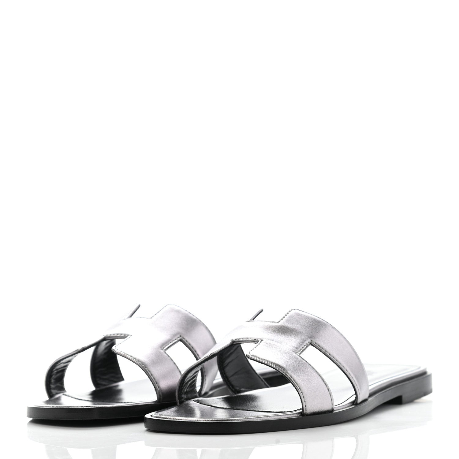 Hermes Metallic Nappa Oran Sandals 36.5 Argent 3 of 11